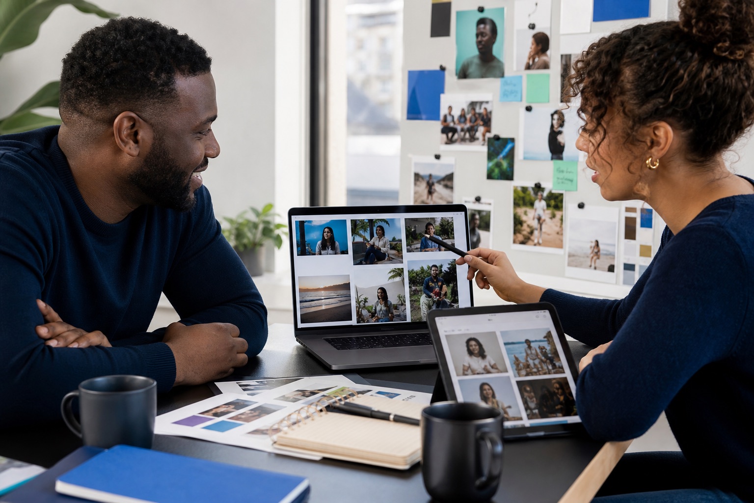 Brand marketers reviewing creator content and campaign plans